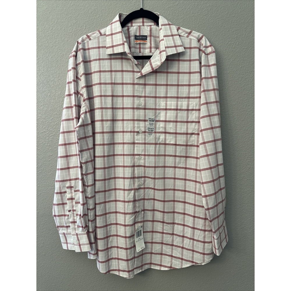 NWT Van Heusen Stain Shield Regular Fit Dress Shirt Latte Size 16-16 1/2 32/33 L